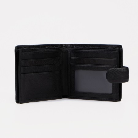 Male purse on a button, for bills, for cards, for coins, black color-2