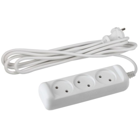Extension cord electric era U-3-1.5M-2x1 without grounding 3 outlet 1.5 m, PVS 2x1mm2 10a 10a