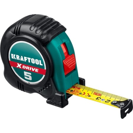Roulette Kraftool X-Drive 34122-05-19_z02, shock-resistant trimmed case, 5 m x 19 mm