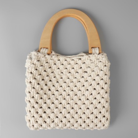 Handles for the bag are wooden, 11 × 16.5 cm, 2 pcs, beige color-3
