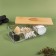 Bamboo organizer for storage, with a lid, 3 sections, 23.3 × 9.4 × 8.9 cm, the color is transparent/brown