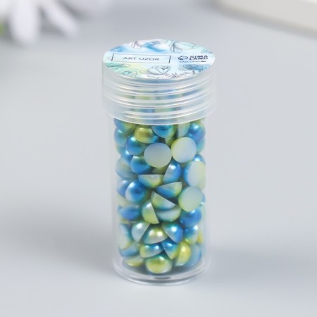 Decor "Semiobusins ​​and rhinestones. Gradient blue-gold" d = 6 mm 10g 200 pcs 5x2.5 cm mix-4
