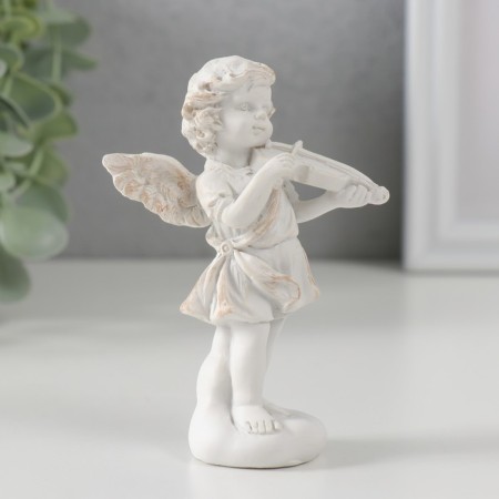 Polystone souvenir "Snowty angel on a cloud with a violin" 10.5x5.8x5.5 cm-1