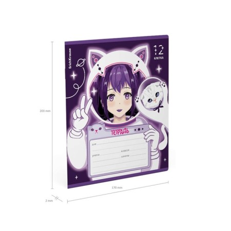 Notebook of 12 sheets in the Erichkrause "Space Anime", selective UV-lace-8