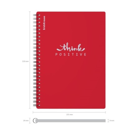 Notebook A5, 80 sheets, a cage on a spiral, Erichkrause, Classic Words, Red, Plastic Cover-6