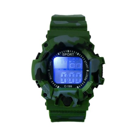 Watch of Electronic Electronic Sport, D-5 cm, silicone strap 24.5 cm, khaki-1
