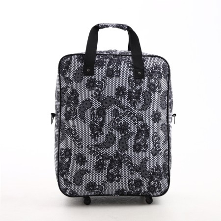 Road bag on wheels, lightning department, 3 outer pockets, long belt, black/white color-1