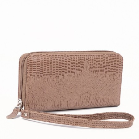 Women's wallet with a zipper, with a pen, beige color
