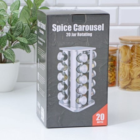 Set for spices on the stand "Profi", 21 × 21 × 34 cm, 20 pcs, metallic color-6