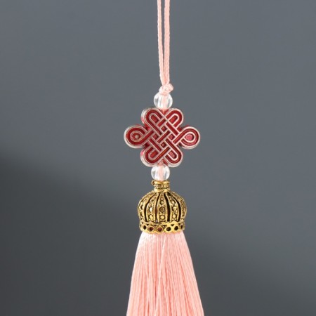 Suspension textiles, plastic "Knot of happiness and infinity" Dust rose 0.7x1x9.5 cm-1