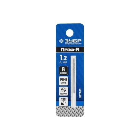 Bison drill, steel P6M5, cylindrical shank, 1.2 x 38 mm, class A-1