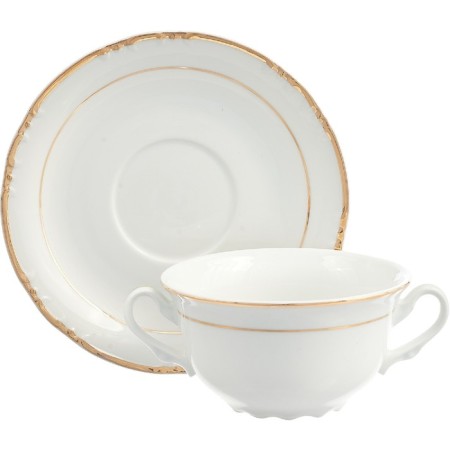 A cup with a saucer for constance broth, decor "Golden thread, Golden Layer"