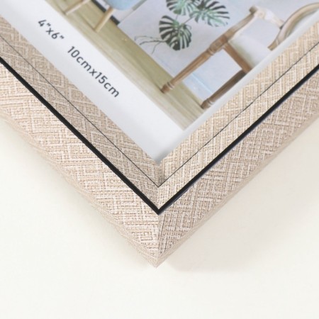 Photo frame plastic 10x15 cm "Staircase with rhombuses" Beige 2x13x17.9 cm-3