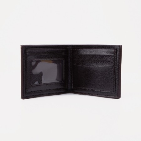 Male purse without fastener, department for bills, for maps, brown color-2