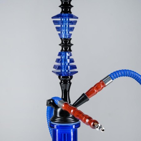 Hookah "Mayala", 52 cm, 1 tube, blue flask, black mine-2