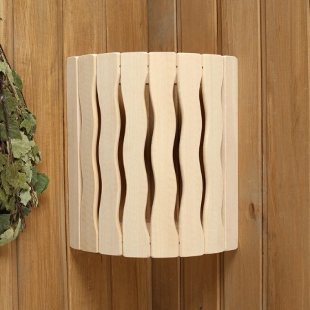 The lampshade is wooden, corner "Flame"