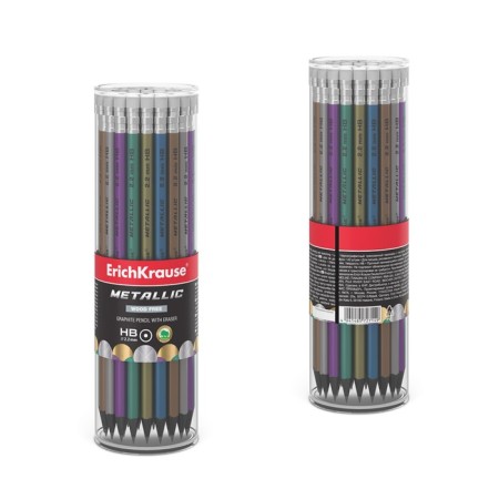 Chernographic pencil with Erichkrause "Metallic", HB, Grifel d = 2.2 mm, plastic, round in a tube, metallic mix-5