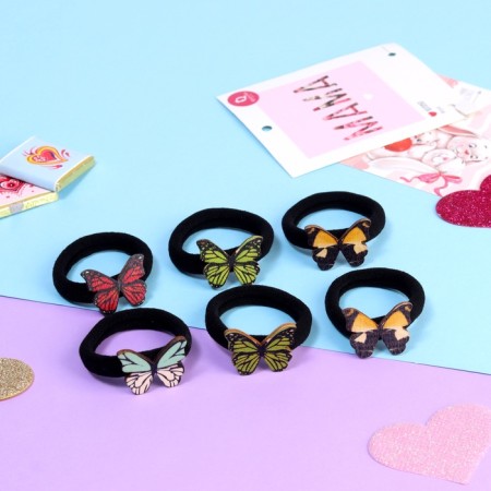Hair elastic band "Drill" (set 6 pcs) butterfly-1