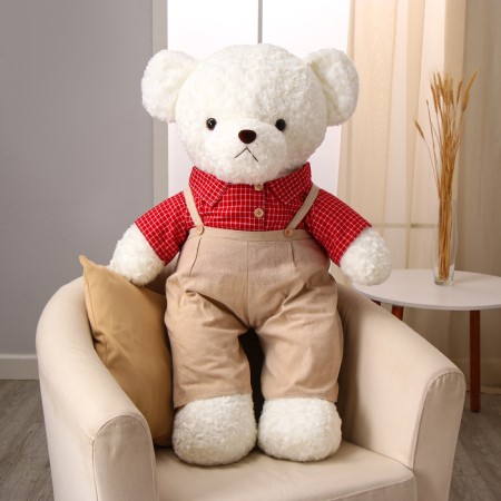 Soft toy "Bear", in a red shirt, 100 cm, white color-4