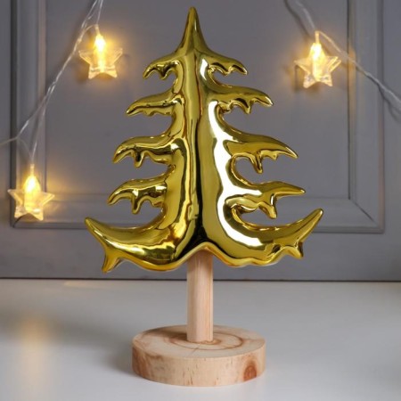 Souvenir Ceramics, tree "Christmas tree on the stand" Gold 26.2x9.8x17.5 cm