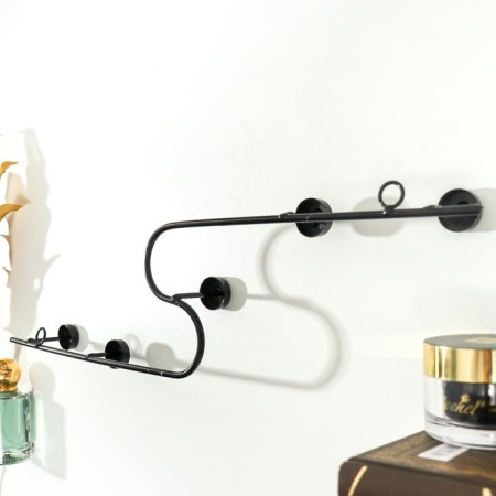 Decorative metal hooks "smooth line with dots" black 11.5x40 cm-3