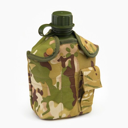 Army hiking Flake "Adventure" 1 l for water, with a pot, plastic, cover for cartoons-1