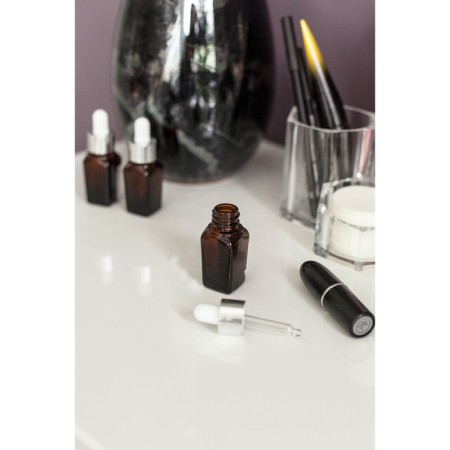 A glass bottle for storage with a pipette, 10 ml, brown/white color-9