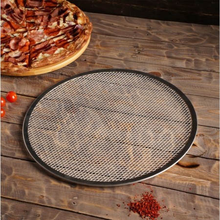 Pizza baking uniform, d = 35.5 cm, silver color-4