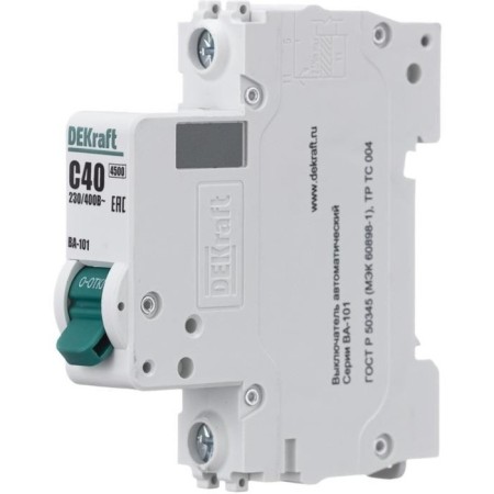 Circuit breaker automatic DEKRAFT VA-101, 1P, 40 A, x-ka C, 4.5 ka-1