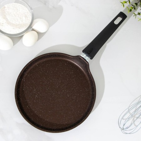 Pancake pan, d = 22 cm, plastic handle, anti -stick coating, color coffee marble