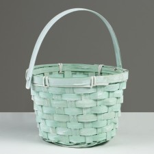 Wicker basket, d17 x 12 x 22 cm, green, bamboo