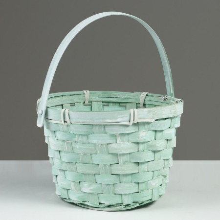 Wicker basket, d17 x 12 x 22 cm, green, bamboo