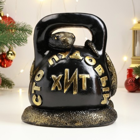 The piggy bank "Snake with weights" is black, 25 cm