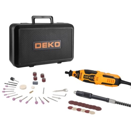 Graver DEKO DKRT200E, 200 W, speed adjustment, case + set of accessories 43 pcs.