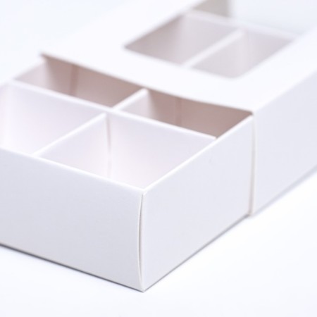 Box for sweets 6 pieces, 8.7 x 5.8 x 2.5 thin separators, white-3