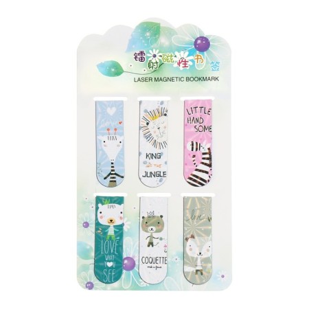 A set of magnetic bookmark for books Calligrata 6 pieces, "animals", mix-3