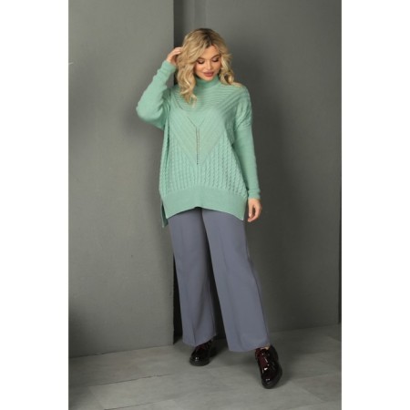 Female trousers, size 50, gray color-1