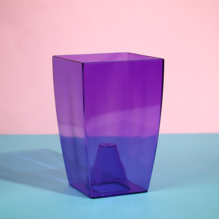 Pot for orchids, 2 l, 12.5 × 19.5 cm, plastic, transparent purple