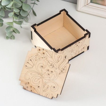 Casket for painting "curls" 10x10x6 cm, plywood 6mm-1