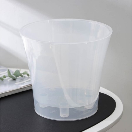 Kashpo for flowers with an “art” insert, 5 l, the color is transparent