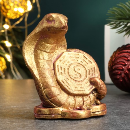 Figure "Snake Yin-Yang" burgundy with gilding, 6x5x4cm-1