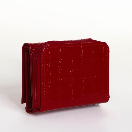 Women's wallet on the button, red color-1