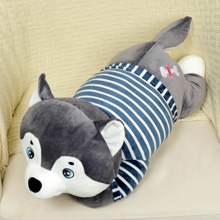 Soft toy "Husky", with a blanket, 60 cm, color gray color-3