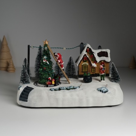 Souvenir plastic light "Santa Claus decorates the Christmas tree" is spinning 26.5x16x17.5 cm-1