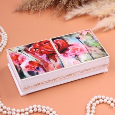 Maki box, white, 20.6 x 10.2 x 5 cm, double, lacquer miniature