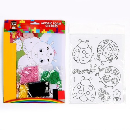 Set for creativity: EVA application with a crumb and coloring - stickers "Cute insects"-1