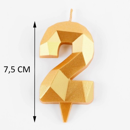 Candle in the Almaz cake number 2 gold, 6.5 cm-1