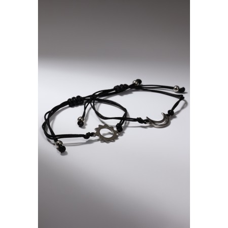 Bracelets "Demetrons" Sun and Moon, Black color with silver, 8 cm-1