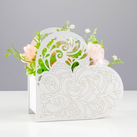 Kashpo wooden "Heart" 18x8.6x14 cm white