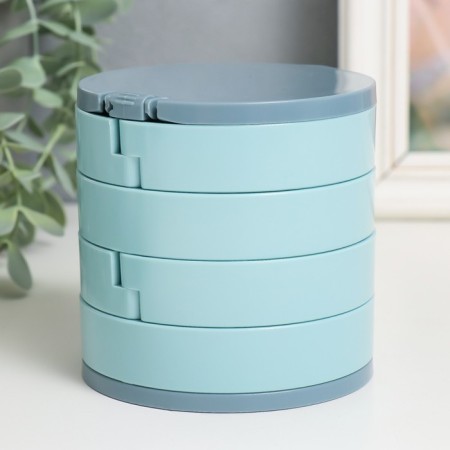 Plastic decoration box, mirror "round. Four levels" Blue 10x10x10 cm-3